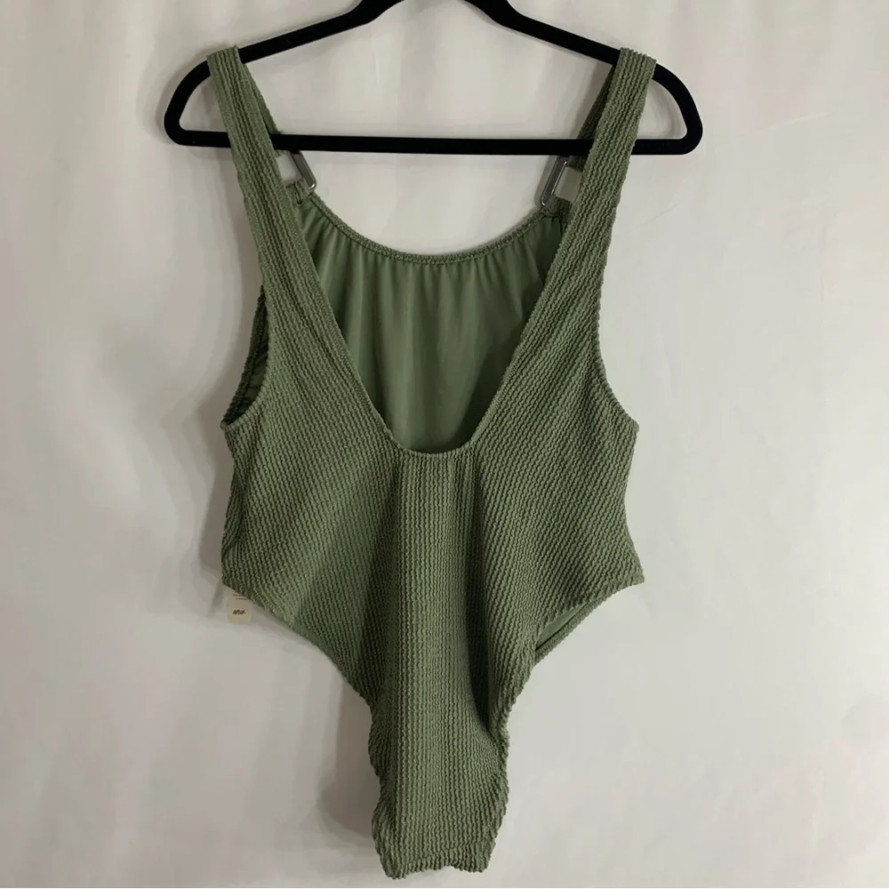 NWT Aerie Crinkle Birthday Scoop Cheekiest One Piece Olive Swimsuit, size M & XL